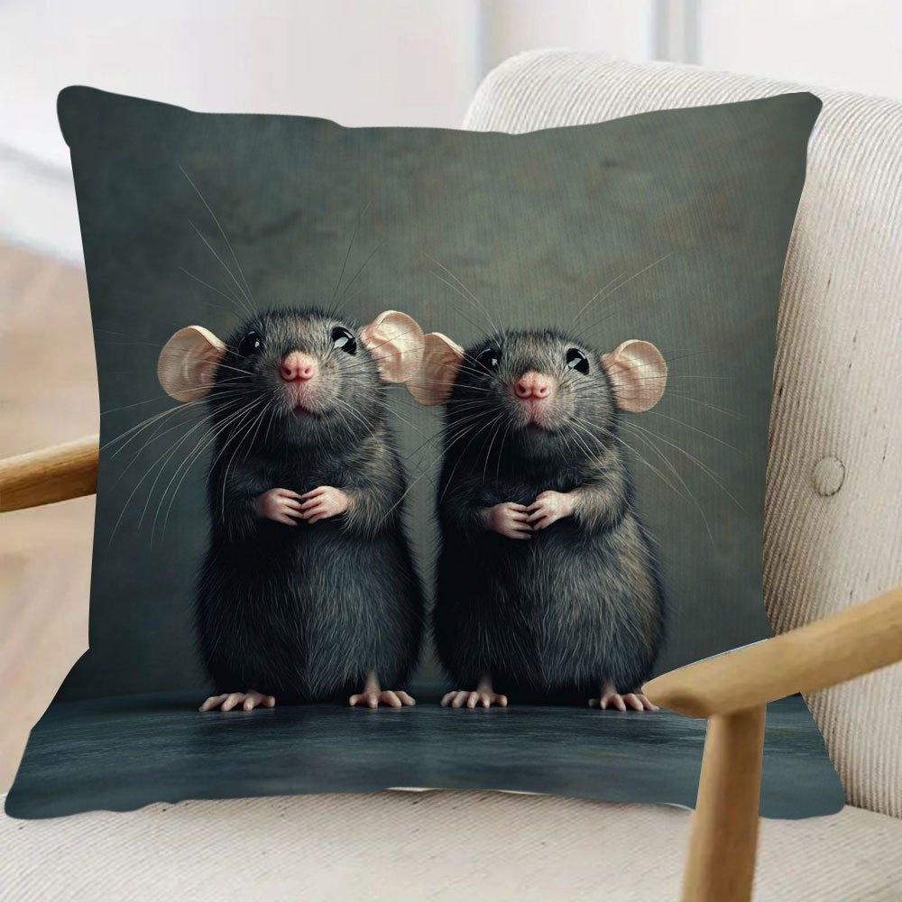 Cute Mouse Double-Sided Decorative Pillowcase, Easter Theme Animal Pattern Cushion Cover For Sofa Bed Home Decor