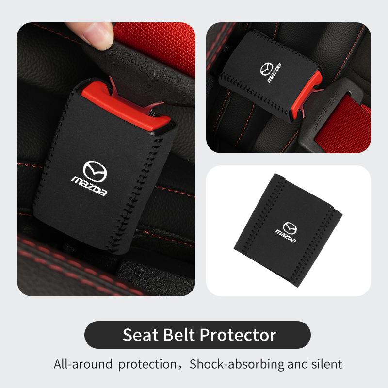 Car Buckle Protective Cover Fur Leather Safety Belt Protector Auto Accessories For Mazda 3 6 2 Axela CX5 CX3 CX30 CX9 Atenza IUE2