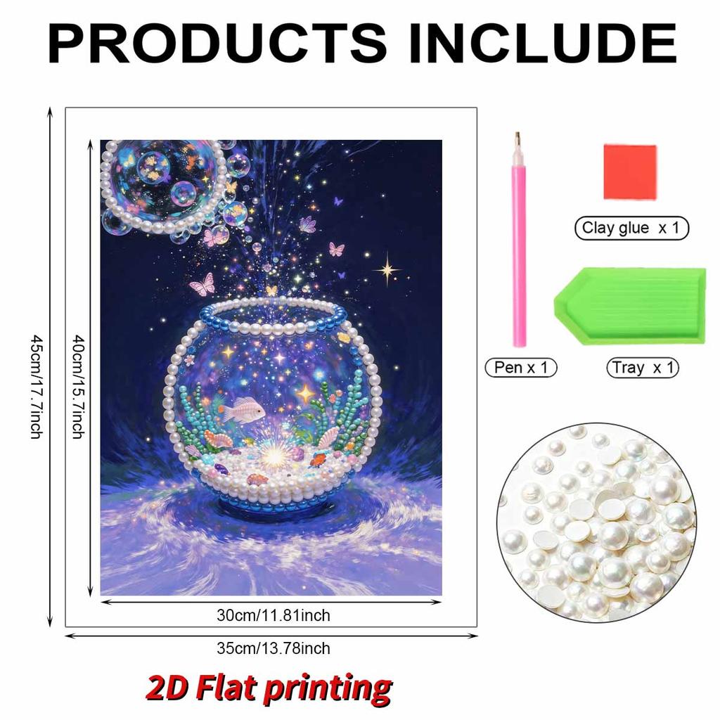 DIY Fish Pearl Art Painting for Home Wall Decor Pearl Gem Paintings Picture Arts Craft  for Adults/Beginners Gift Idea Home Decor Without Frame