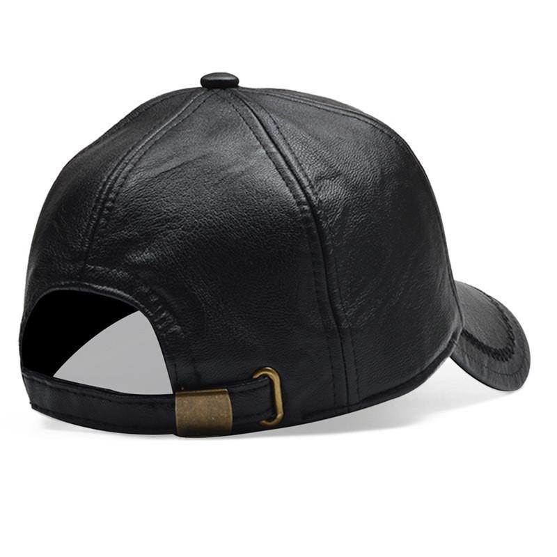 Outdoor Winter Cap For Seniors With Windproof Pu Leather Earmuff Baseball Hat With Adjustable Fit