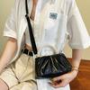Dumpling Bag Korean PU Cloud Bag Solid Color Imitation Pearl Women Shoulder Bag Wrinkled PU Leather PU Leather Pearl Handbag