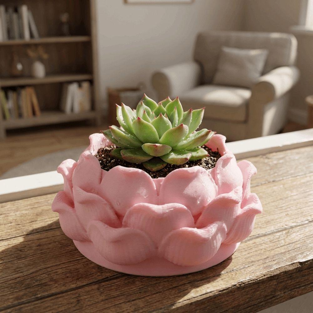Plastic Growing Pots 3D Printed Flower Container Handmade Succulent Plant Pot  for Desktop Decor