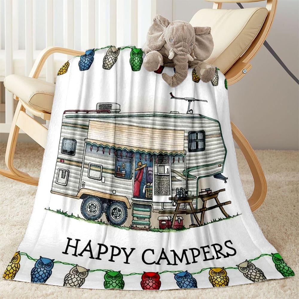 Camper Life Adventure Blankets Are Suitable for Living Rooms,making Them an Ideal Choice for Outdoor Travel and Gifts.