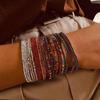 9Pcs Stackable Elastic Crystal Bead Bracelet Rhinestones Handchain Fashionable Stretch Wristchains Jewelry for Women