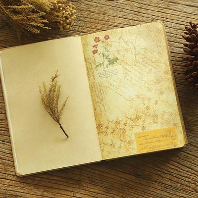 A5 Retro European Color Pages Journal - Illustrated Kraft Paper Notebook