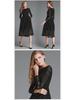 2025 Fall European & American Women's Lace Slim Midi Dress with Hollow Round Neck & Long Sleeves