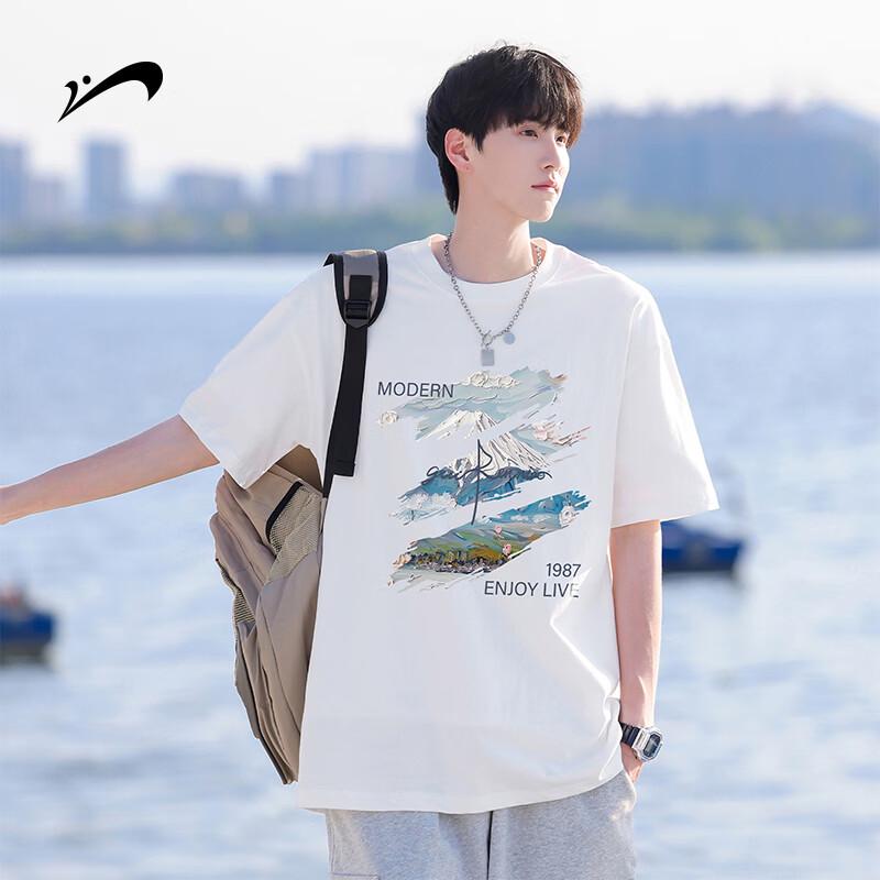 Guirenniao Unisex Cotton Mountain Print T-Shirt