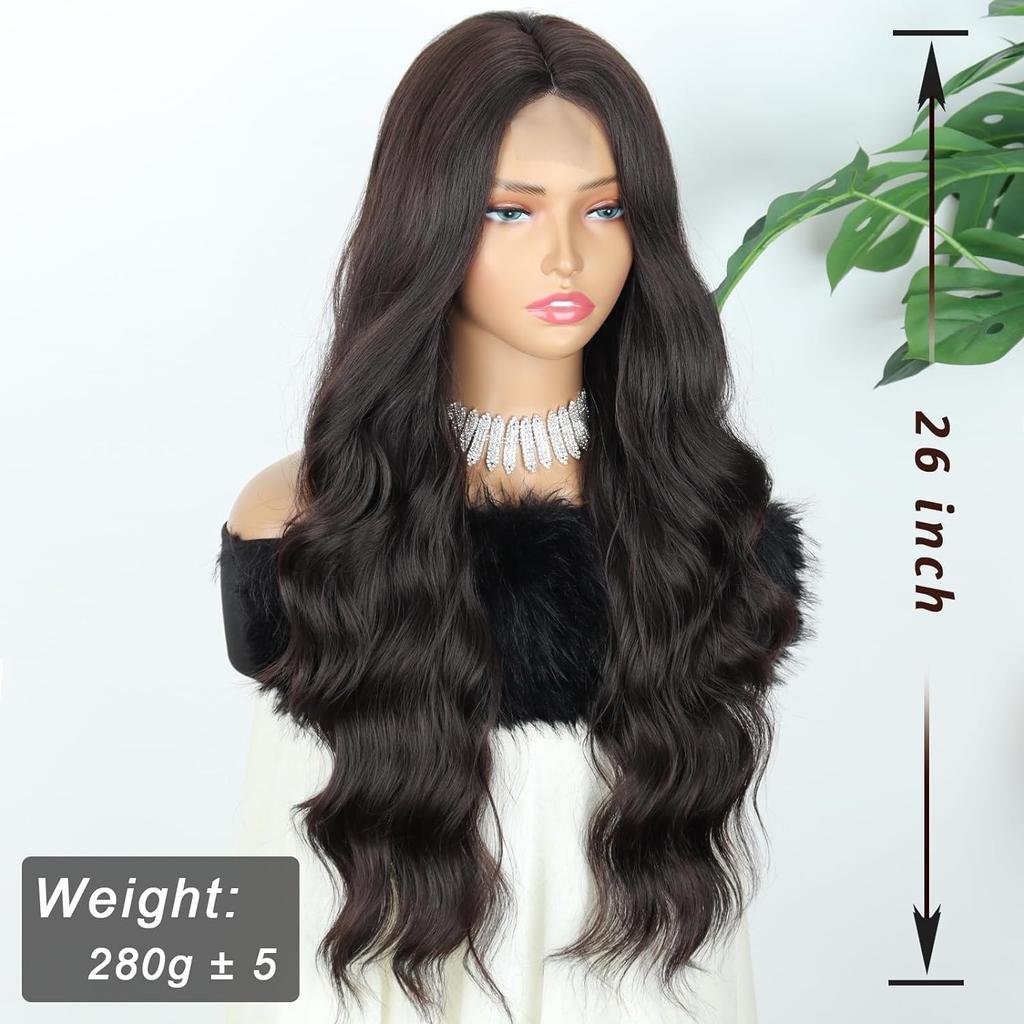 XINRAN Long Blonde Wigs for Women Synthetic Blond Wavy Wig Natural Looking Synthetic Dirty Blonde Long Wig for Daily Party Use