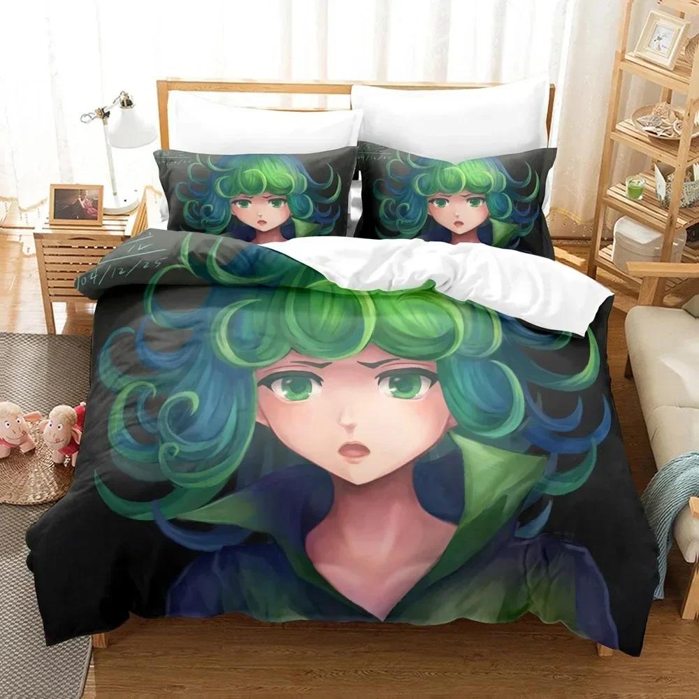 Anime One-Punch Man Saitama Sängkläder Set Pojkar Flickor Twin Queen Size Påslakan Örngott Säng Barn Vuxen Hemtextil