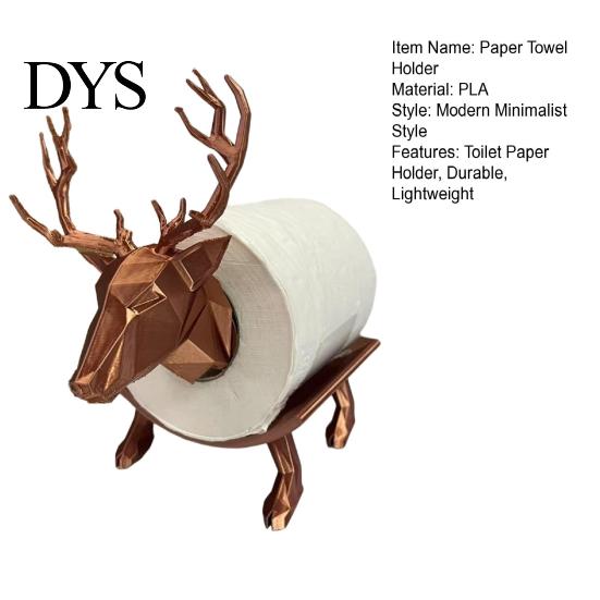 Tissue Dispenser 3D Printed Elk Toilet Paper Holder, Stable Base Bathroom Roll Durable Stand Dispenser, Waterproof PLA Decorative Towel Storage,
