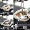 Creative Sleeping Angel Wing Puppy Memorial 2D Flat Car Rear View Mirror Accessories Ornament Decoration Hanging Charm Pendant