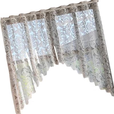 Decorative Half Sheer Lace Curtain With Flower Pattern Filtering Privacy for Home Coffee Study Room