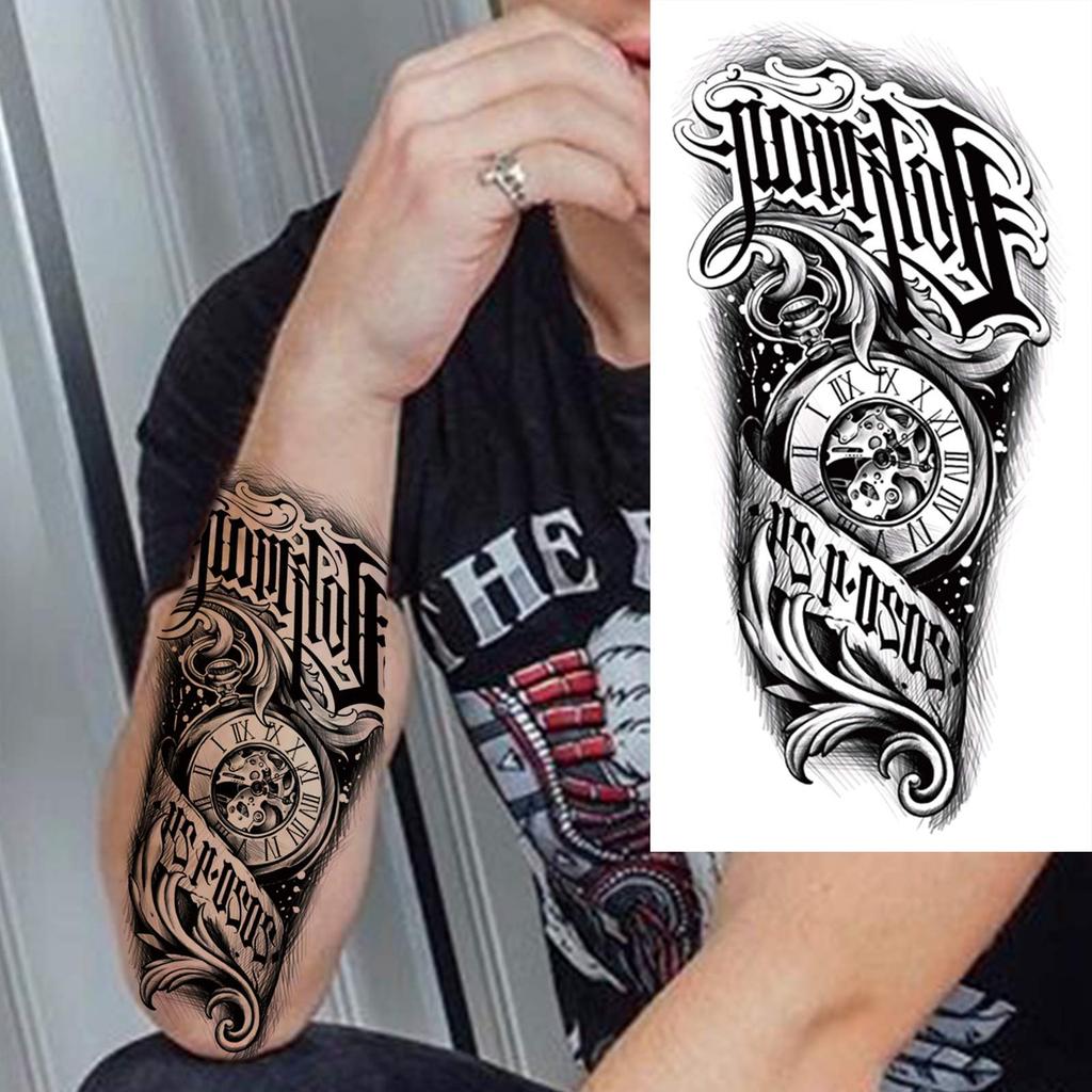 1 Sheet Full Arm Temporary Tattoos For Women Adults Men Spartan Warrior Realistic Fake Knight God Zeus Tattoo Sticker Fashion