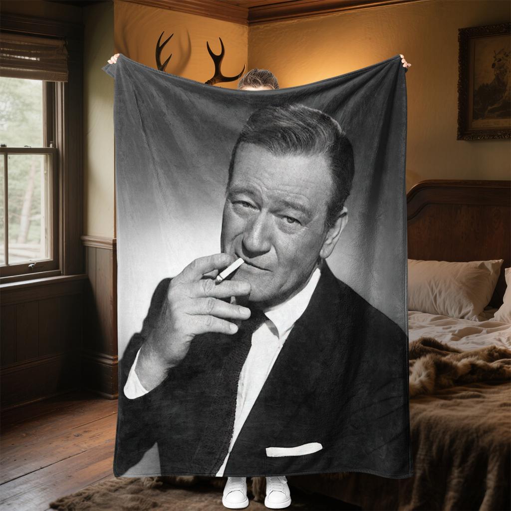 1pc John Wayne Retro Black and White Poster blanket, al season lightweigh Poster blanket home office outdoor nap multifunc Poster blanketional blanket