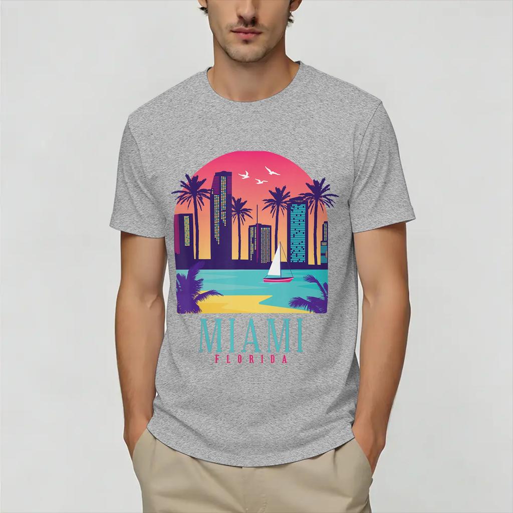 Vintage Miami Vices T-Shirt Sommer 100% Baumwolle T-Shirts Für Unisex Neuheit Lässiges T-Shirt Kurzarm Streetwear Oberteil Tees