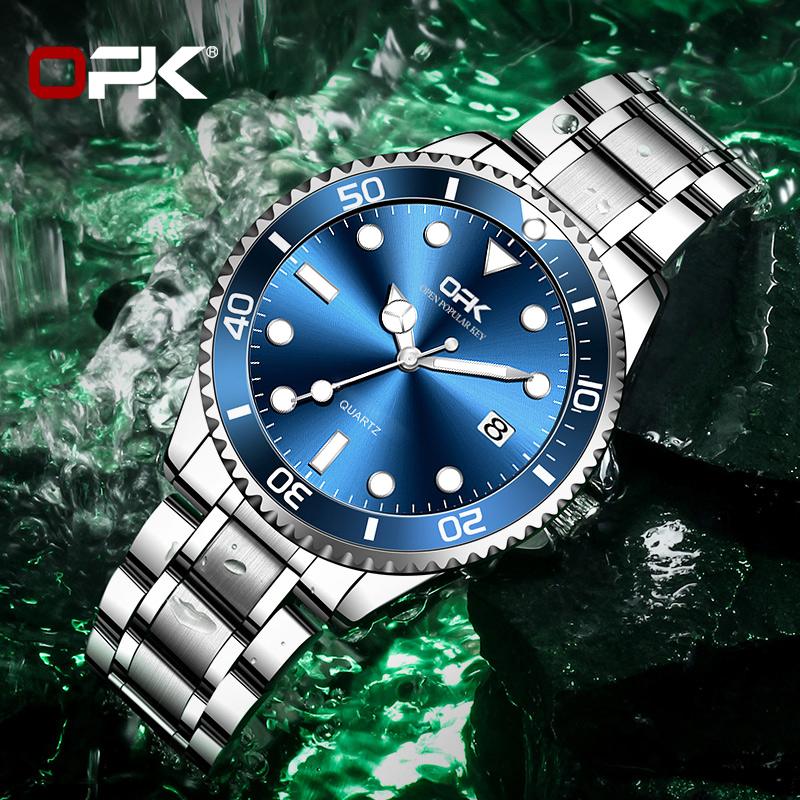 OPK 8118 Luxury Brand Men's Watches Auto Date Stainless Steel Original Classic Business Quartz Wristwatch for Man