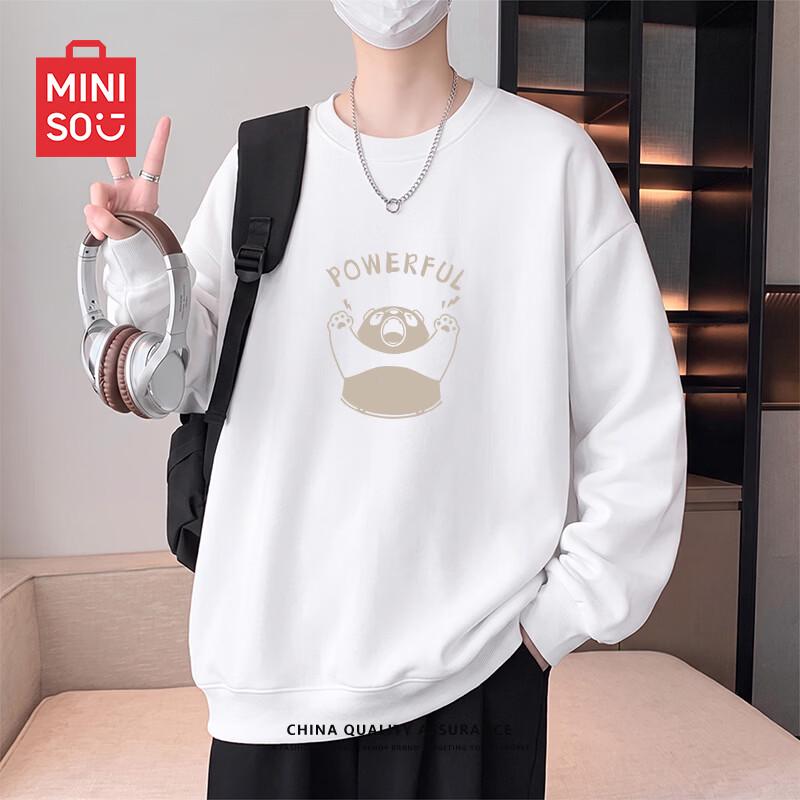 MINISO Men's 2026 Autumn Cartoon Bear Round Neck Sweatshirt