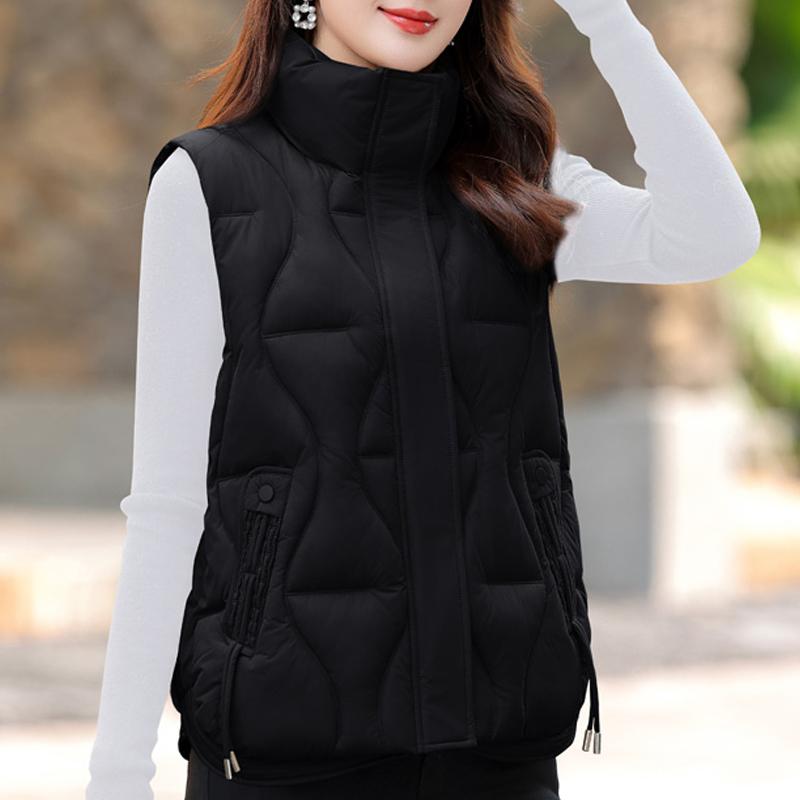 

Модный зимний женский теплый жилет со стойкой воротником, толстый пуховик без рукавов, женские куртки свободного кроя, короткая верхняя одежда M чёрный