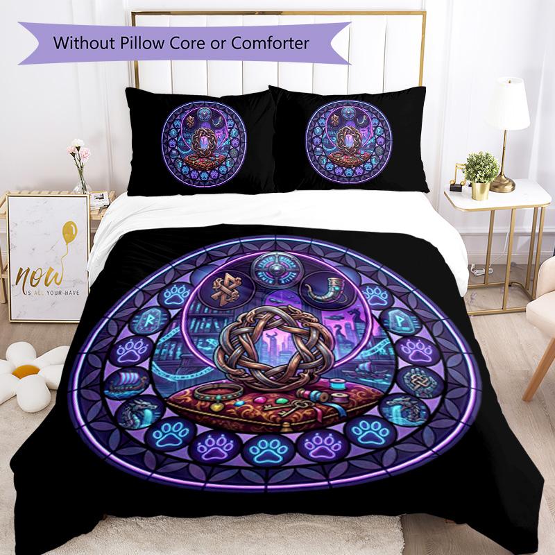Mystic Symbols Knotwork Pattern Bedding,Quilt Set Quilt Cover Pillowcase Home Birthday Gift (1 * duvet cover + 2 * pillowcase, without core)