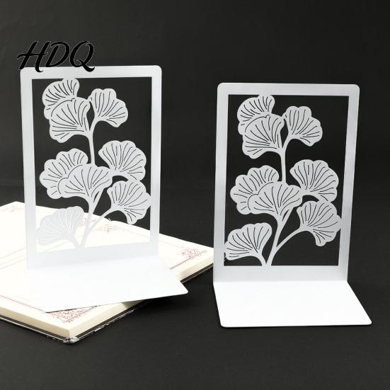 Heavy Duty Book Holder 1 Pair Metal Decorative Bookends Ginkgo Leaf/Monstera Ends for Leaf Bookend Bookshelf Non-Skid Stopper Home Office Study Room