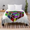 Color Rubik'S Cube Pattern Flannel Blanket Digital Printing Blanket Bedspread Leisure Sofa Blanket