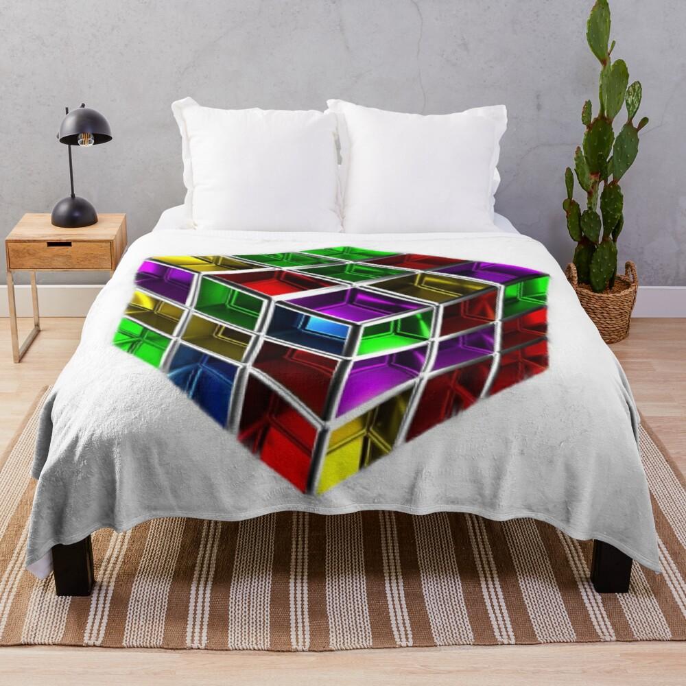 Color Rubik'S Cube Pattern Flannel Blanket Digital Printing Blanket Bedspread Leisure Sofa Blanket