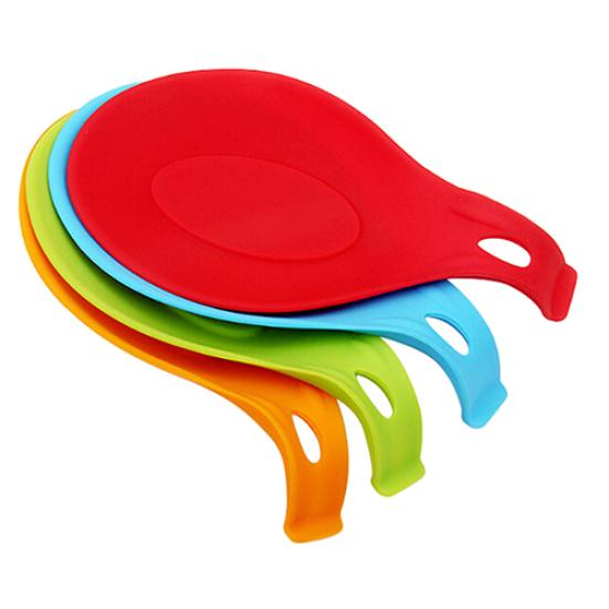 Silicone Heat Resistant Spoon Fork Mat Rest Utensil Spatula Holder Kitchen Tool