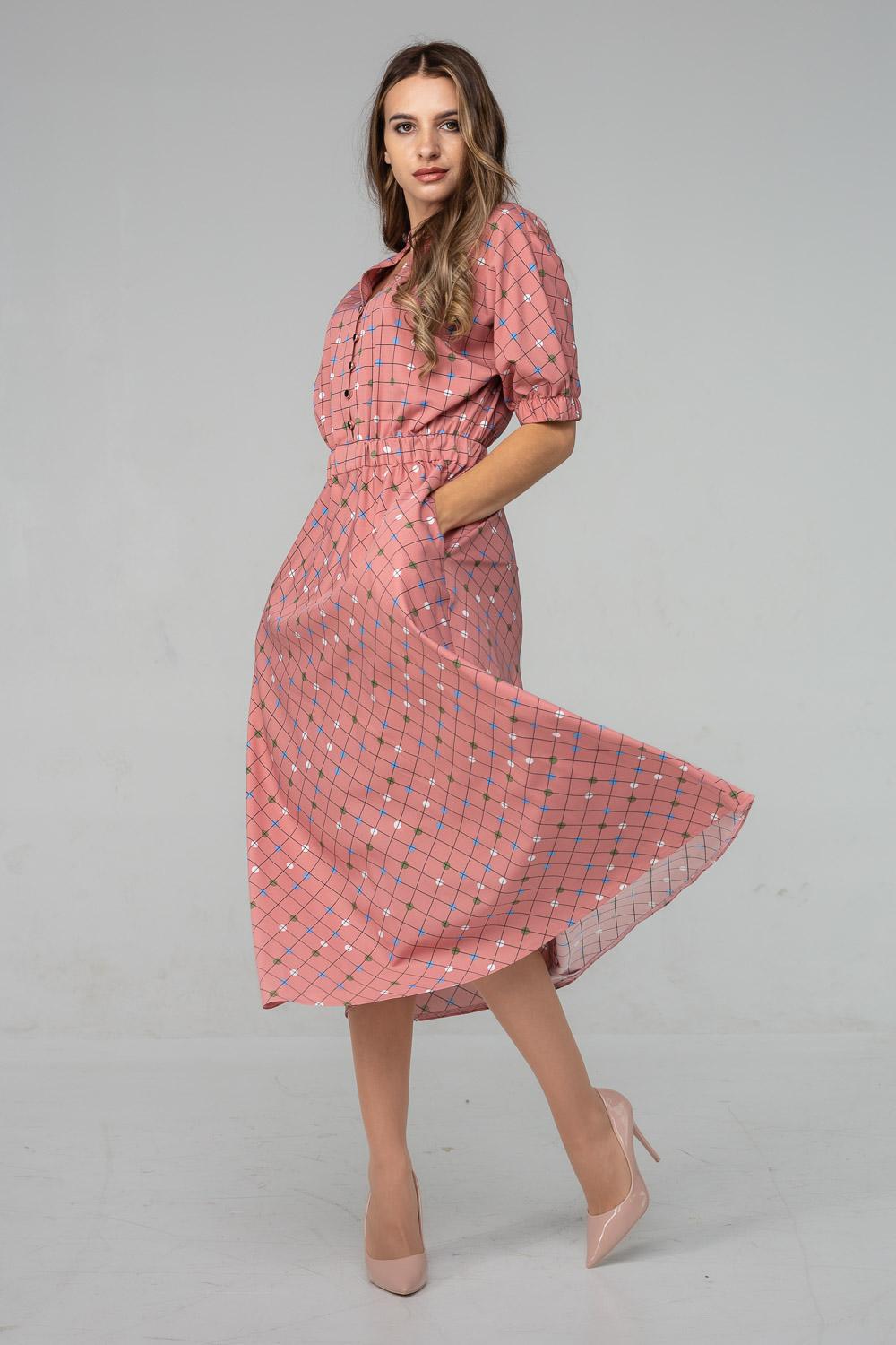 

Коктейльна сукня довжини міді з поясом різні кольори. 36 світлий колір лосося рожевий