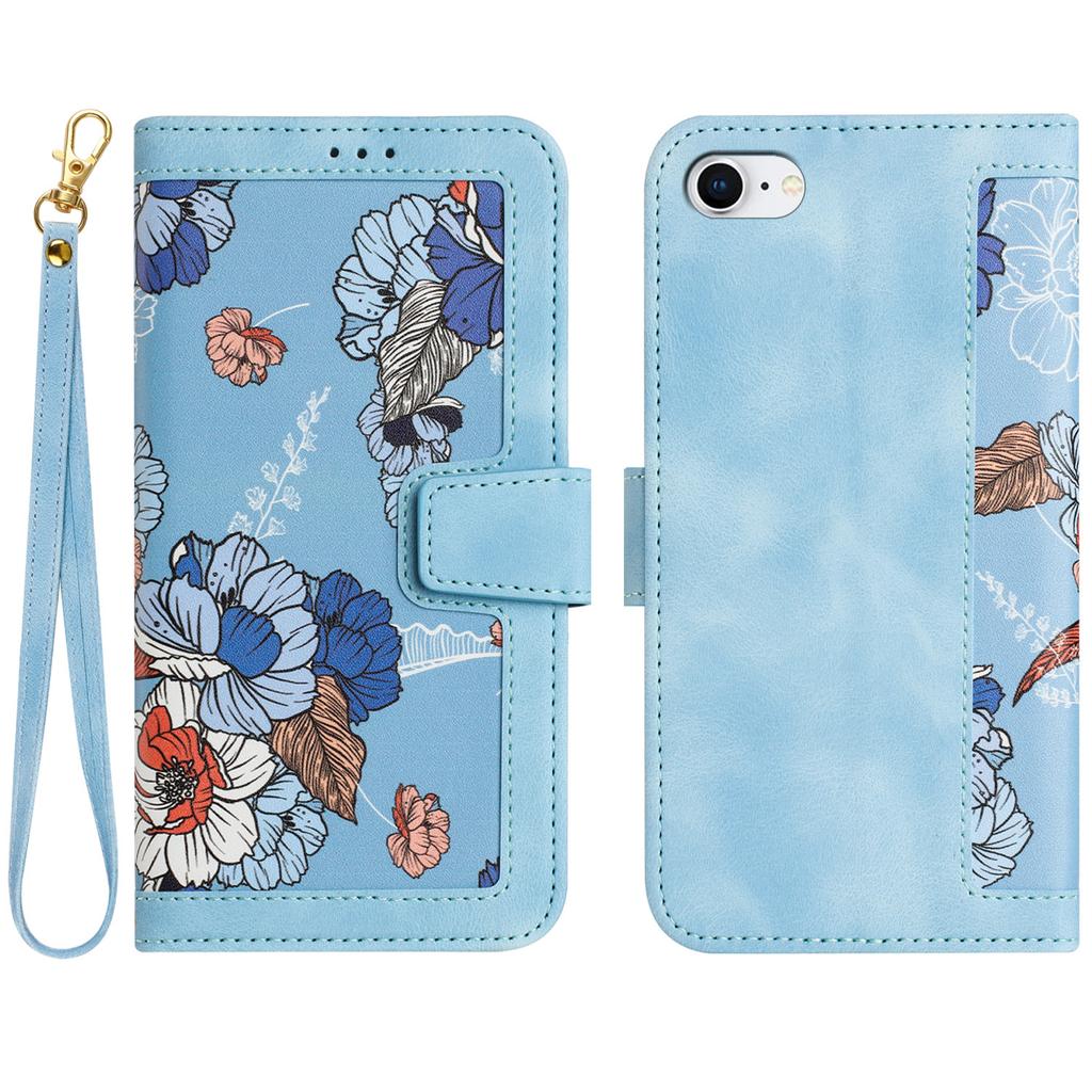 For iPhone 16e Case PU Leather Floral Phone Cover with Card Slots