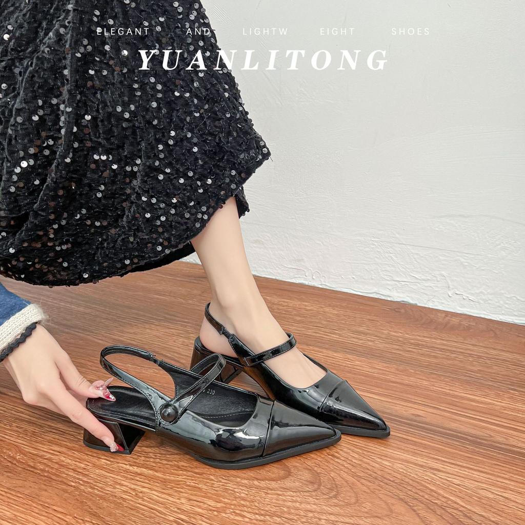 2025 Spring and Summer New French Retro Single Shoes Women's Comfortable Outer Wear High Heels Women's Thick Heels Are Not Tired Feet Pointed Women's