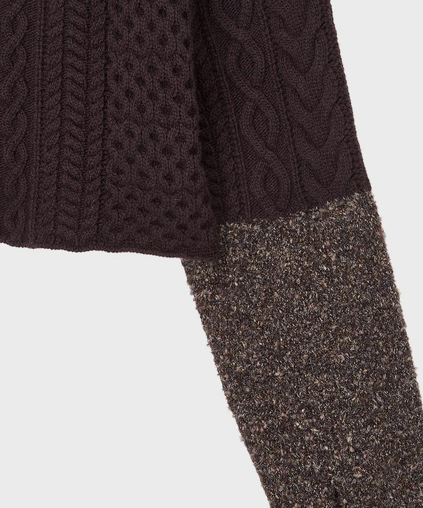 Seutyudiotomboiegseu (W) Cropped Cable Knit Pullover Brown