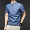 Men's Casual Fashion Solid Color Short Sleeved Polo Shirt Stand Up Collar Versatile Comfortable Top