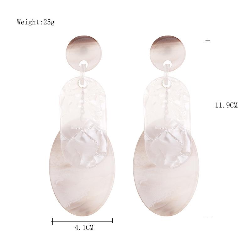 

Европейские и американские преувеличенные овальные серьги для женщин, корейская версия, многослойные геометрические акриловые серьги с леопардовым принтом белый