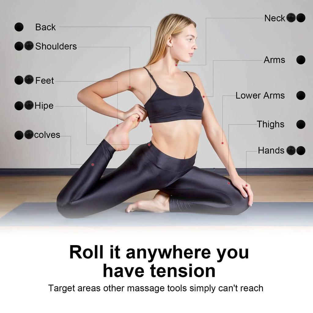 Massage Lacrosse Ball, Spiky Massage Ball, for Deep Tissue, Trigger Point and Myofascial Release, Muscle Knots, and Yoga Therapy