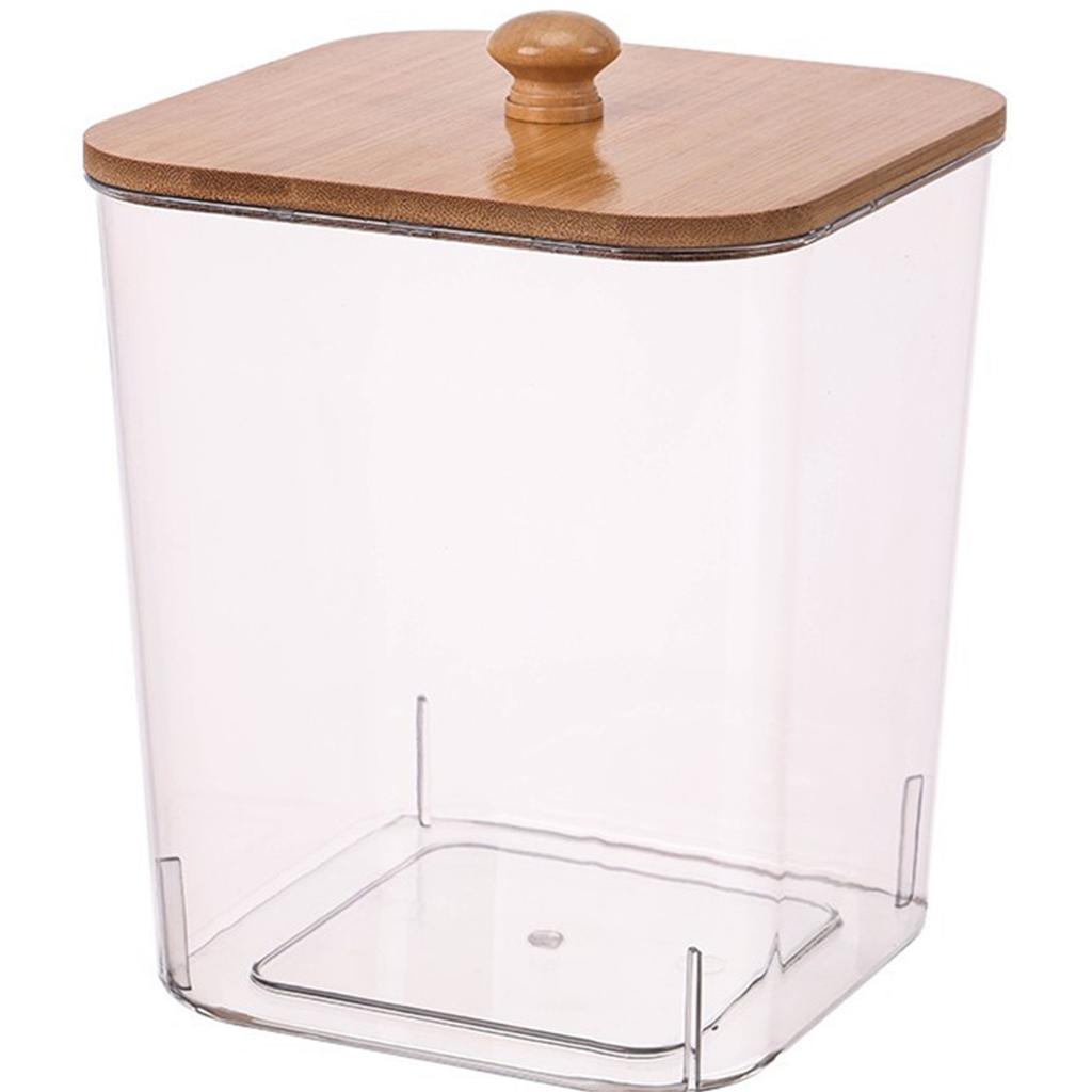 Laundry Room Storage Box With Bamboo Lid For Laundry Powder Home Living Room Coffee Table Desktop Creative Cotton Swab Box