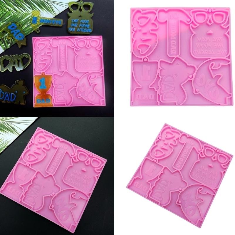 Silicone Pendant Mold for Father's Day Keychains Flexible Keychain Pendant Silicone Mold for Jewelry Studios Crafting