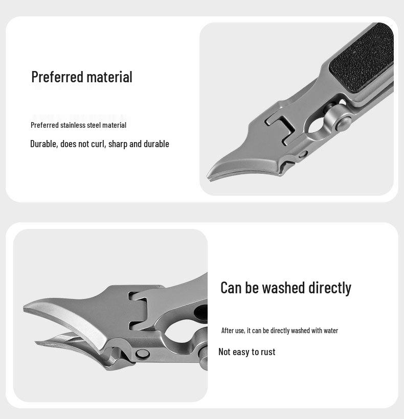 Portable Powder Steel Thin Nail Clippers Set with Anti-Splash Angled Flat Edge - New Model