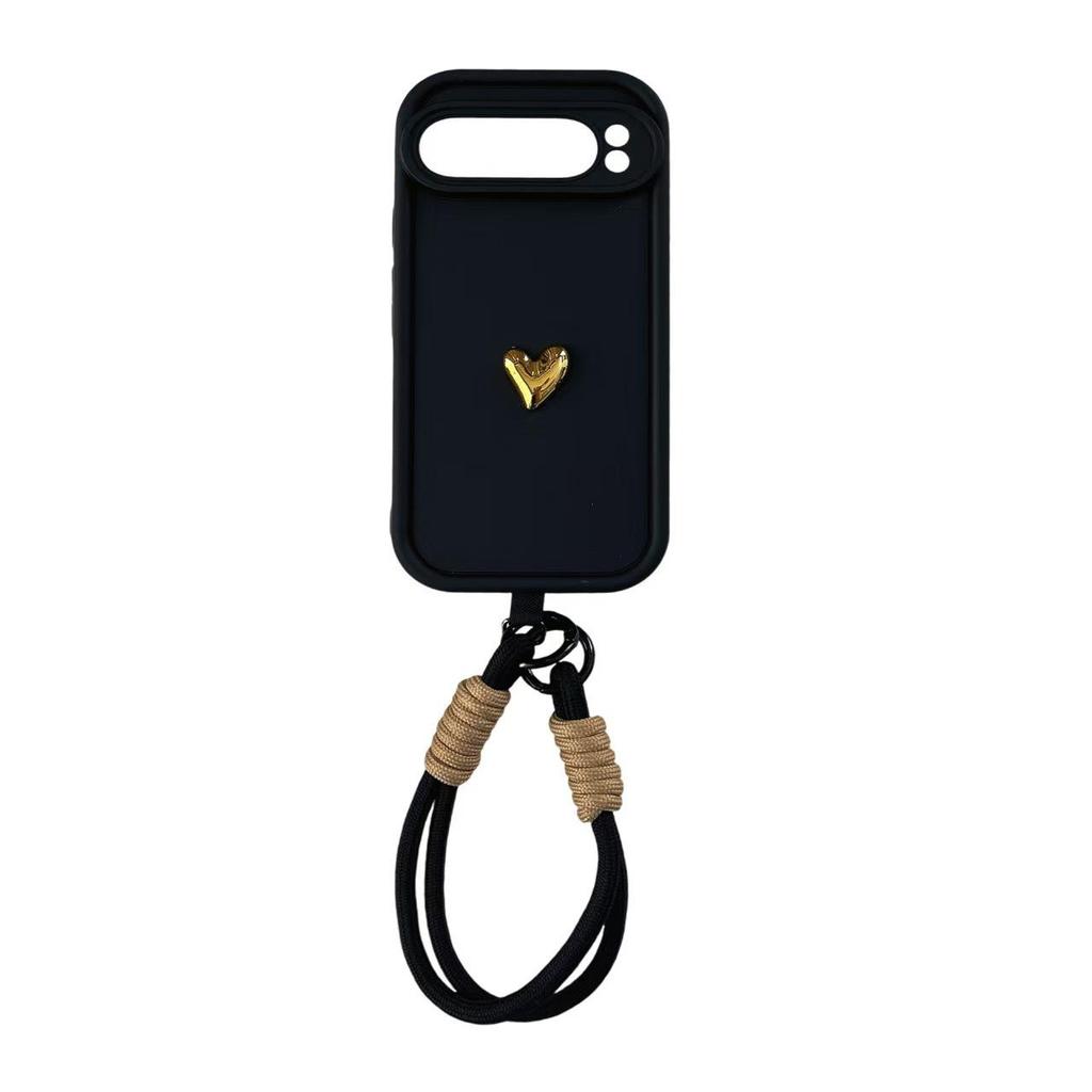 3D Gold Heart Protective Cover for Google Pixel 9 Pro XL