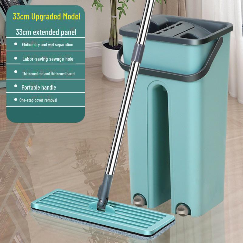 Hands-Free Dual-Use Mop and Bucket for Wet/Dry Wood Floors
