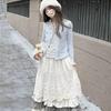 Forest Lace Plaid Patchwork Midi Skirt – Chic Spring/Autumn Design for Women