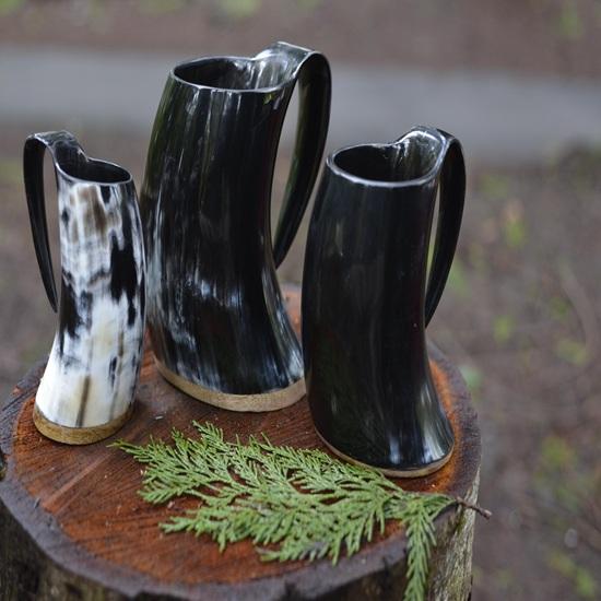 Set of 4 Drinking Horn Mug Tankard OX Horn Mugs Beautiful Gift for Gentlemen Your Lovers, Christmas, New Year, Wedding Gift