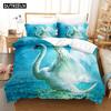 3D Printed Animals Swan Bedding Set Down Quilt Cover With Pillowcase Double SIngle King