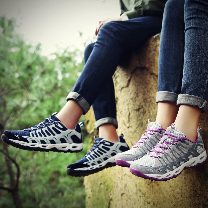 Frühlings-Outdoor-Wanderschuhe Herren-Paar atmungsaktive Mesh-Wat-Bachschuhe leichte rutschfeste Wanderschuhe Damen