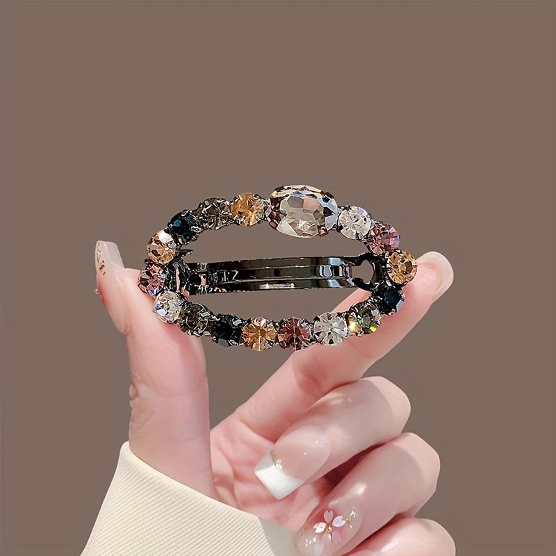 

Elegant Multi-Color Rhinestone Spring Clip, Round Rhinestone Hair Clip, Top Clip for the Back of the Head, Horizontal Clip, Ponytail Clip