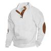 Men's Autumn/Winter Jacquard Knit Pullover Sweatshirt with Standing Collar and Leather Elbow Patches