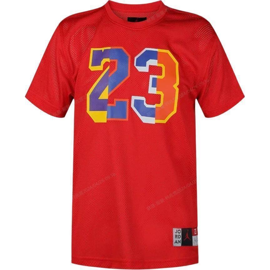 Men's Air Jordan SS22 DNA Colorblock Numeric Printing Mesh Breathable Short Sleeve White T-Shirt DJ6387-100