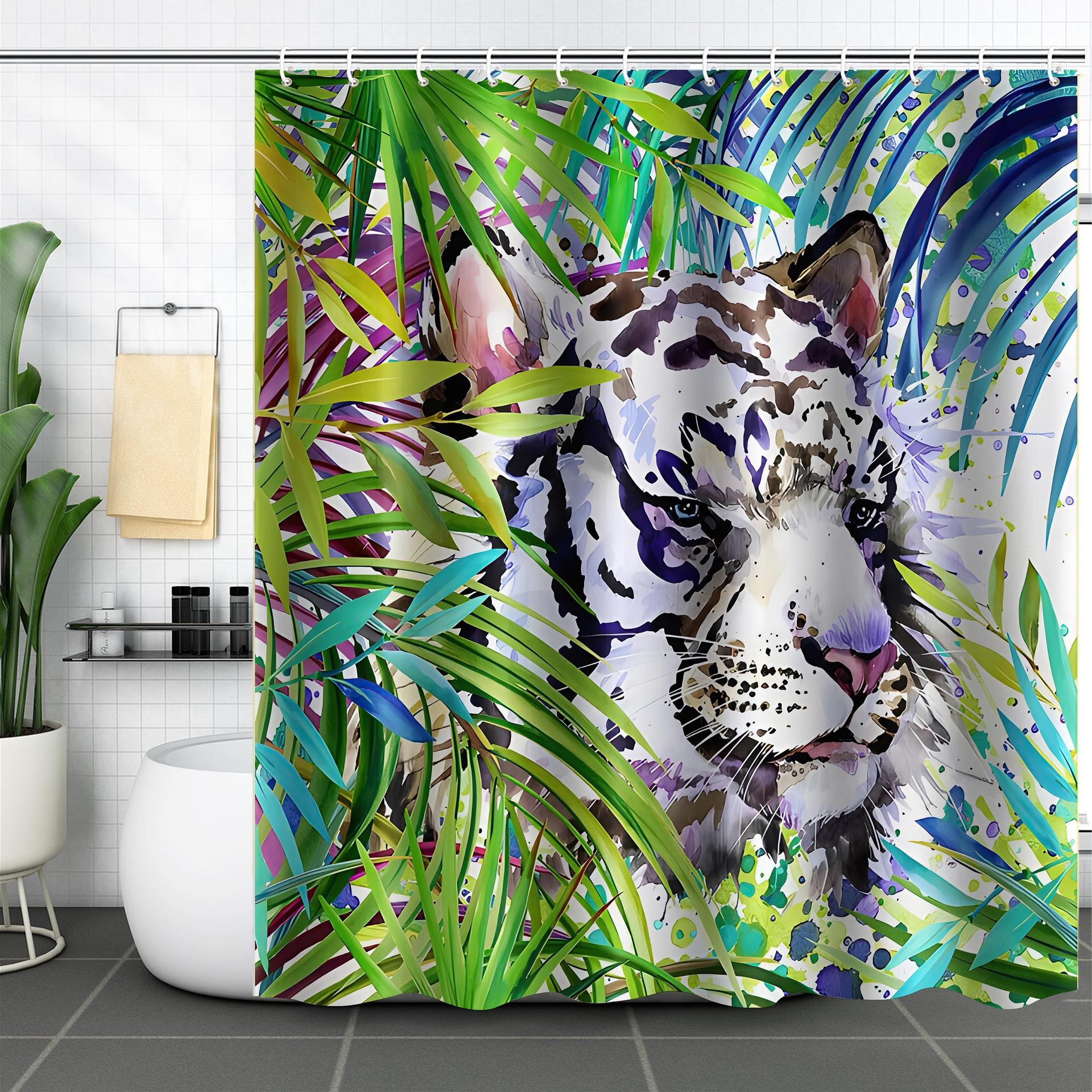 

Waterproof Shower Curtain Digital 3D Printing Fun Animal Cat Shower Curtain Partition Curtain Shower Cloth shower curtain 90*90