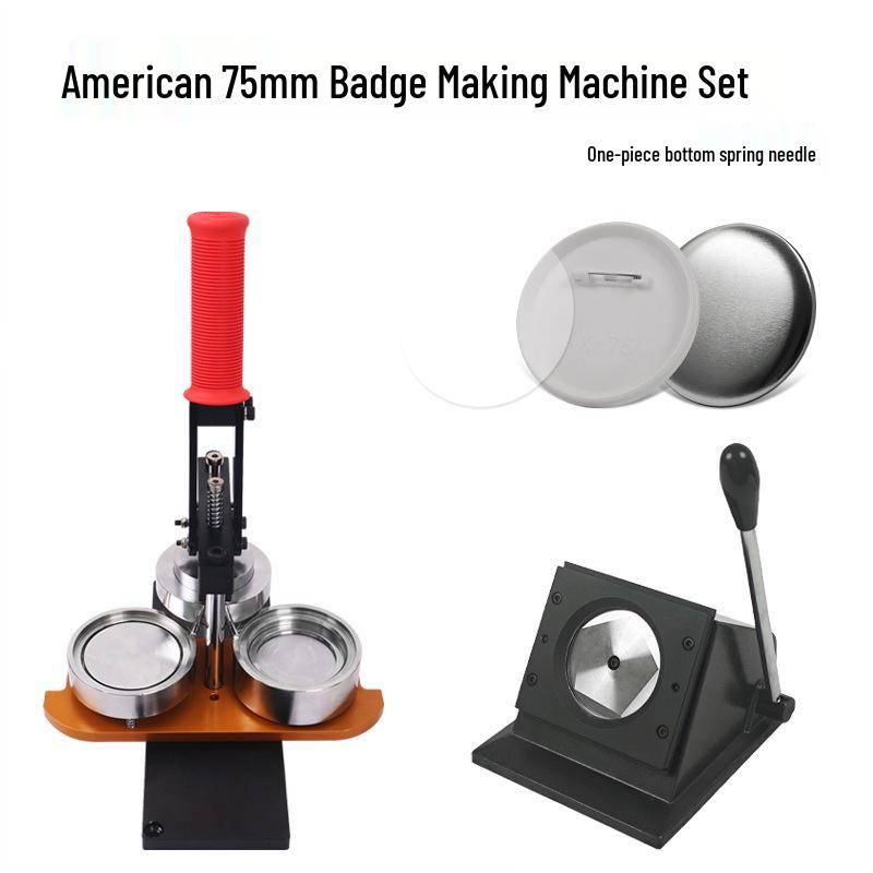 American 75mm Badge Maker for DIY Round Tinplate Fridge Magnets & Pins - Double Flash