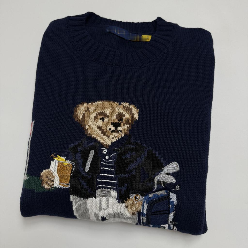 Men's Little Bear Embroidery Cotton Sweater - Autumn/Winter Collection