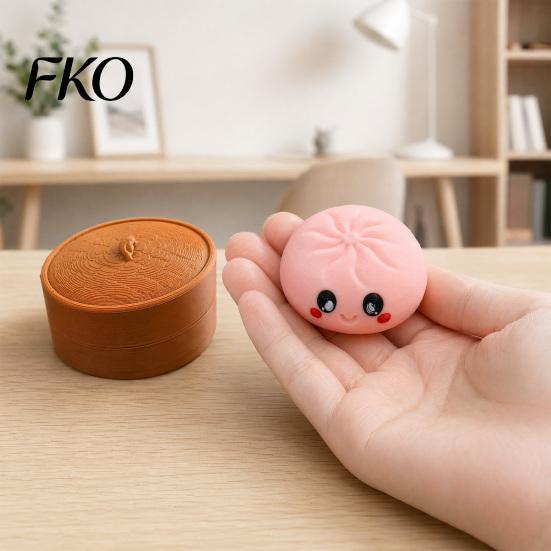 Knödel-Dekompressionsspielzeug Cartoon-Klicker mit Dampfgarer, 3D-gedrucktes lächelndes gedämpftes sensorisches Brötchen-Spielzeug, Form Finger für Stress